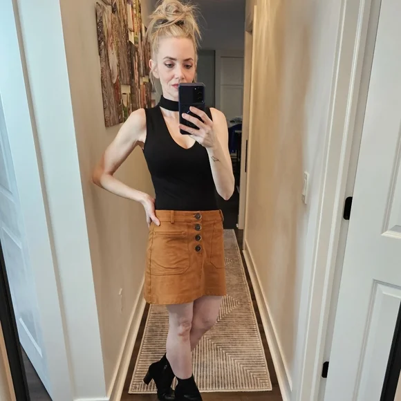 Zara TRF Collection Faux Suede Mini Skirt - SIZE M - Picture 2 of 16